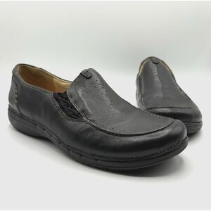 CLARKS UnStructured‎ Loafers Women's Size 9 Black Leather Comfort Shoe